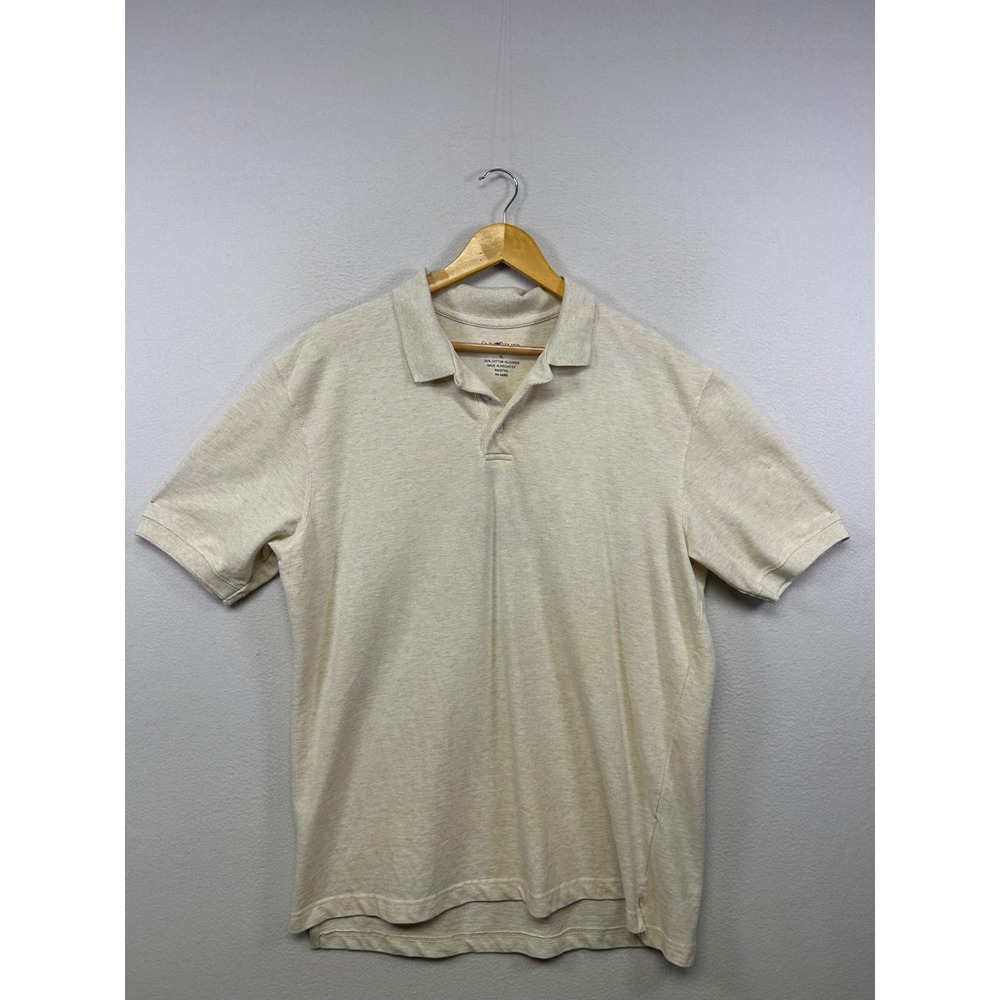 Sun River Minimalist Normcore Mens XL Oatmeal Beige Cotton Pique Polo Shirt